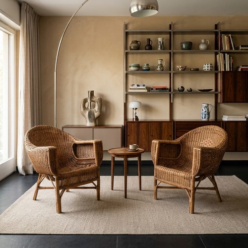 Coppia poltrone vintage vimini - coppia,