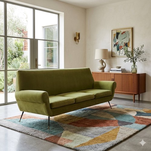Divano vintage tessuto ottone - divano,