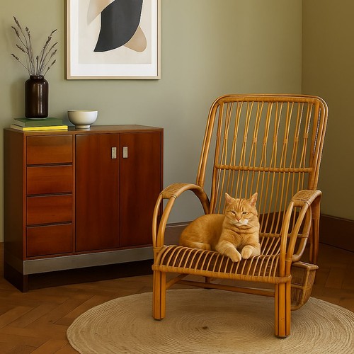 Poltrona vintage vimini con - vintage,