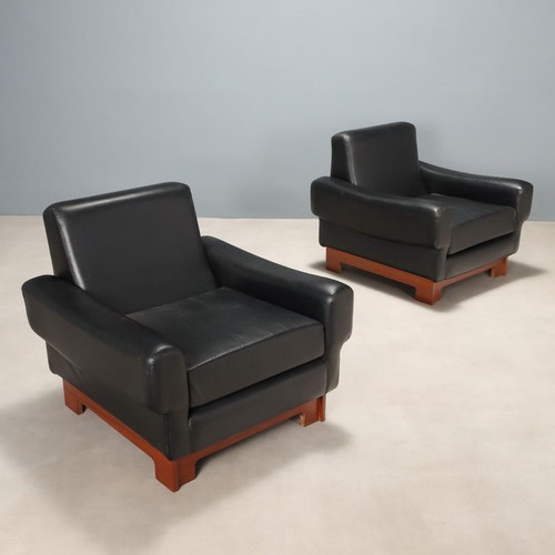 Poltrone vintage legno pelle - poltrone,